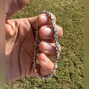 Elegant Stamped 925 Silver Bracelet with Clear Stones